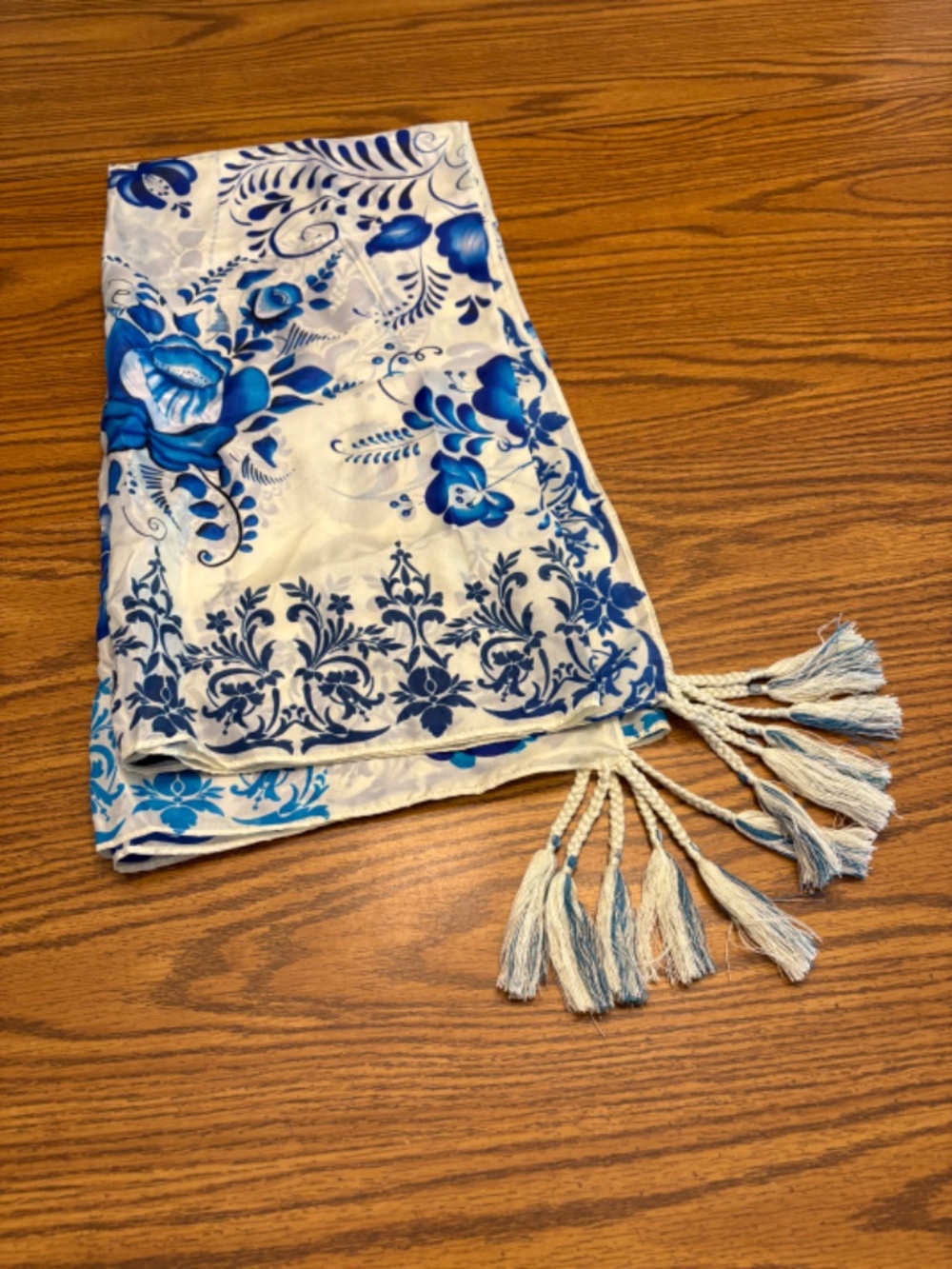 Johnny Was Farrow Scarf - Blue and Ivory - Picture 8 of 11
